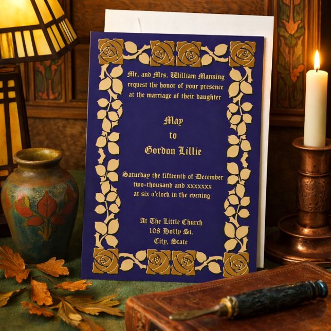 Customizable Colors Rose Vine Border Invitation (Creator Uploaded)