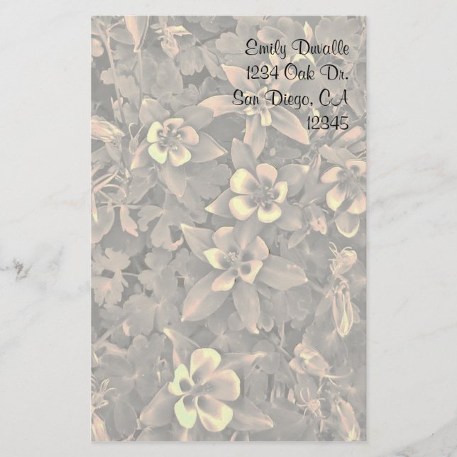 Customizable Columbine Flower stationary Stationery (Front)