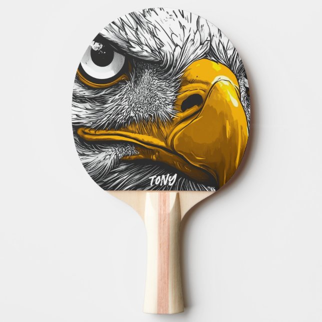 Customizable Comic Eagle Ping Pong Paddle (Front)