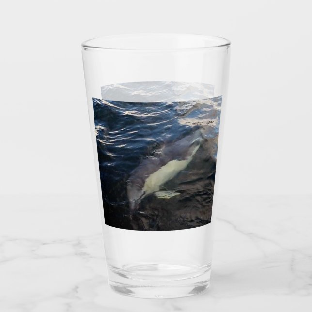 Customizable Common Dolphin Swimming Ocean Glass (Front)