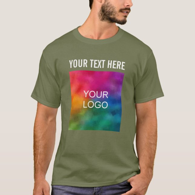 Customizable Company Logo Name Text Template Mens T-Shirt (Front)