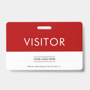 Customizable Company Logo Visitor Badge Red