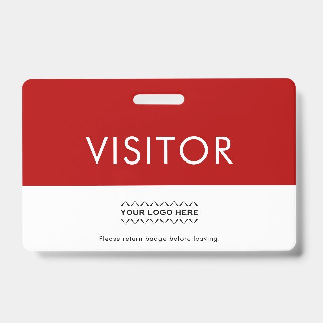 Customizable Company Logo Visitor Badge | Red (Front)