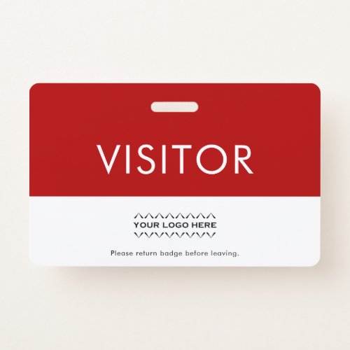 Customizable Company Logo Visitor Badge  Red