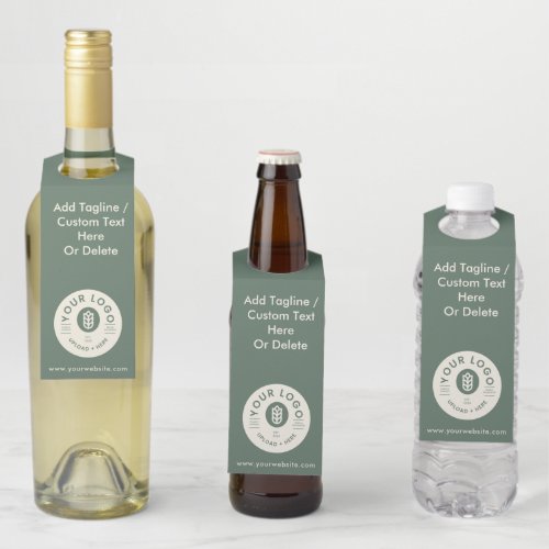 Customizable Company Logo Website Sage Green Bottle Hanger Tag