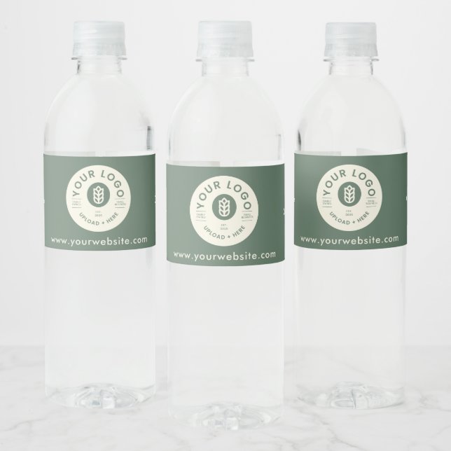 Customizable Company Logo Website Sage Green Water Bottle Label (Bottles)