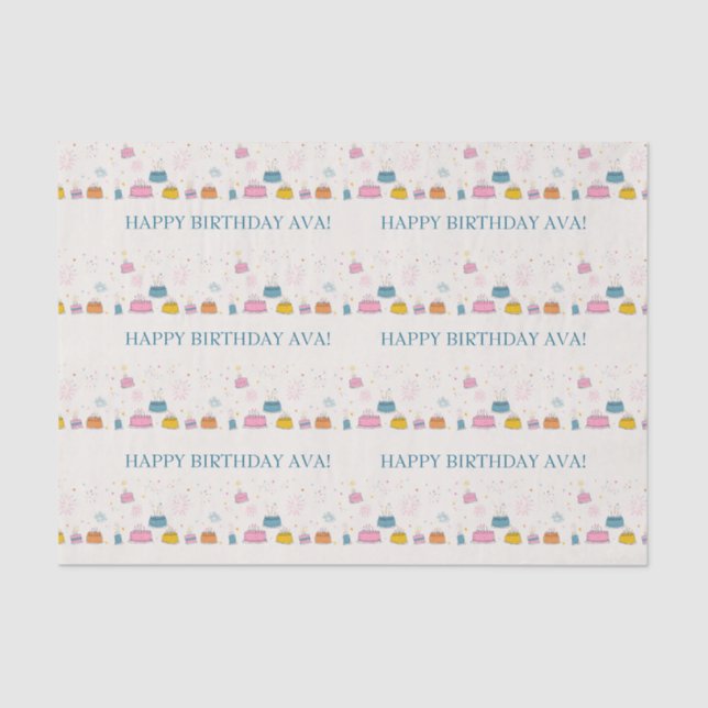 Customizable Confetti & Cake Birthday  Tissue Paper (Front)