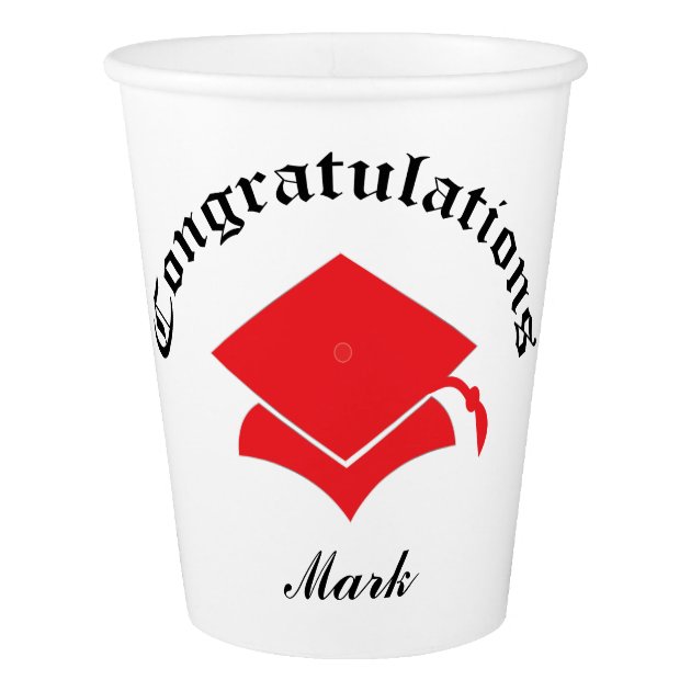 Customizable Congrats Graduation Cups - Red