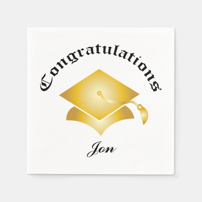 Customizable Congrats Graduation Napkins - gold (Front)