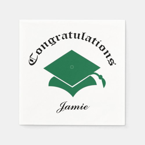 Customizable Congrats Graduation Napkins _ green