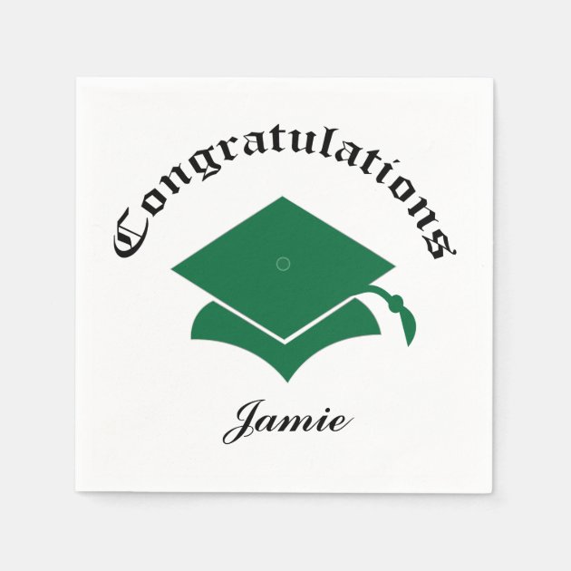 Customizable Congrats Graduation Napkins - Green
