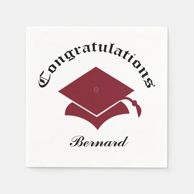Customizable Congrats Graduation Napkins - maroon (Front)