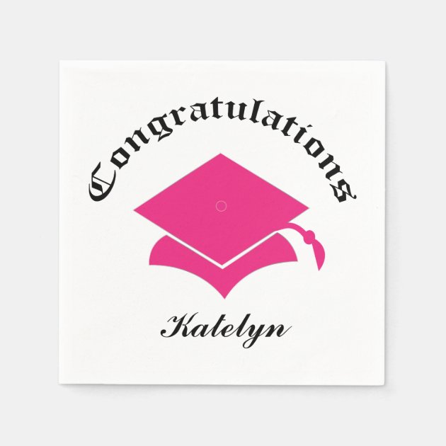 Customizable Congrats Graduation Napkins - Pink