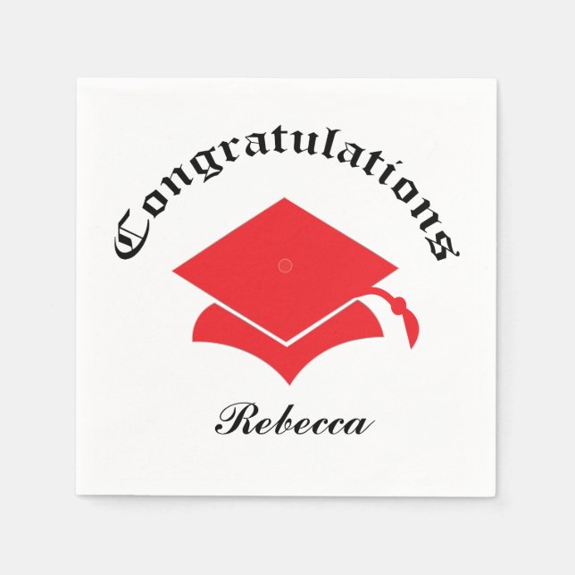 Customizable Congrats Graduation Napkins - red (Front)