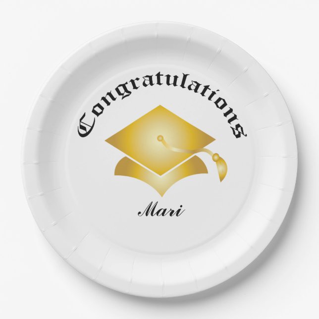 Customizable Congrats on Graduation Plates - Gold (Front)