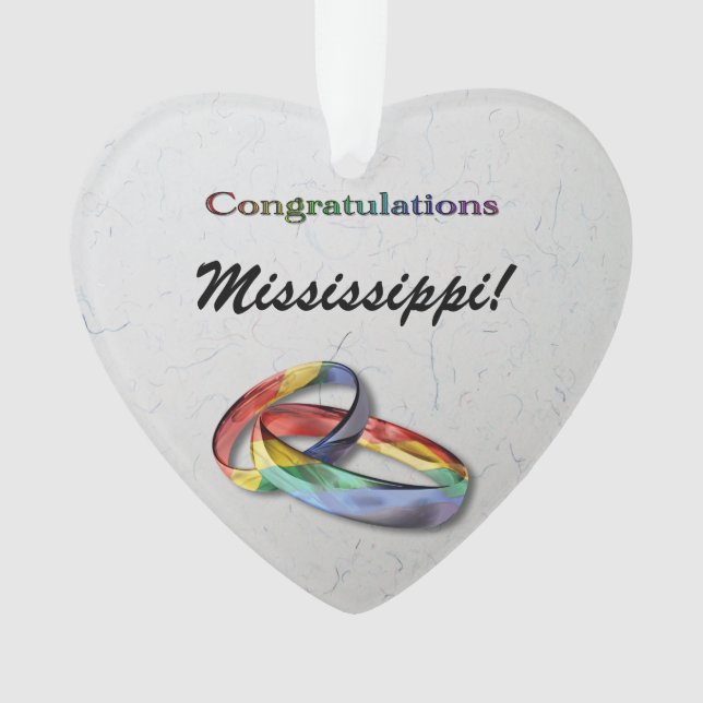 Customizable Congratulations Rainbow Wedding Rings Ornament (Front)