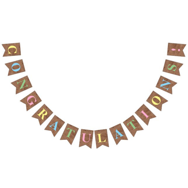 Customizable CONGRATULATIONS! Simulated Burlap Bunting Flags (All)