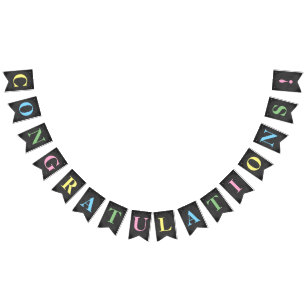 Customizable CONGRATULATIONS! Simulated Chalkboard Bunting Flags