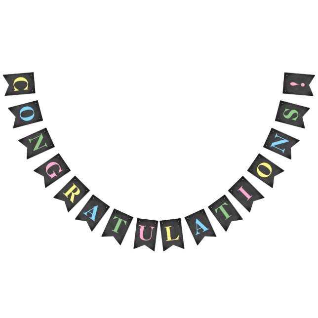 Customizable CONGRATULATIONS! Simulated Chalkboard Bunting Flags (All)