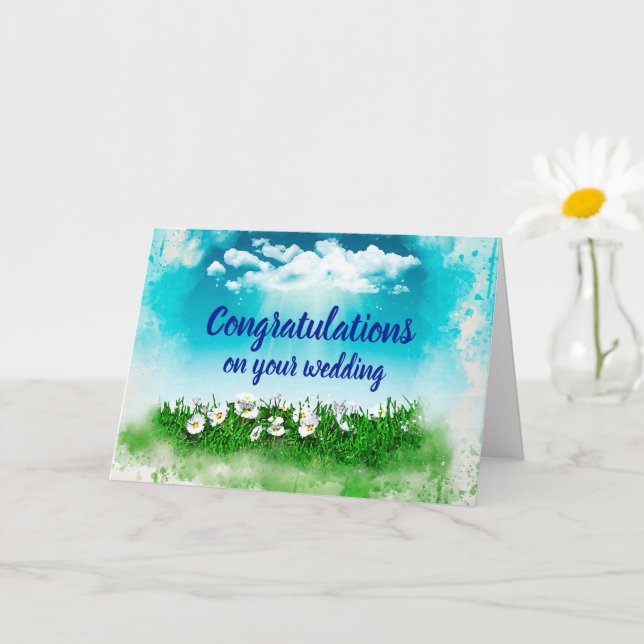 Customizable congratulations wedding daisies card (Small Plant)