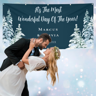 Customizable Congratulations Winter Wedding Banner