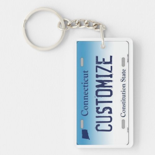 Customizable Connecticut license plate keychain