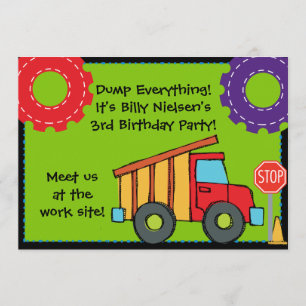 Customizable Construction Birthday 5x7 Invitation