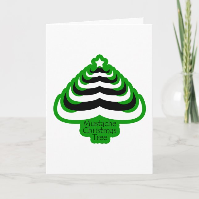 Customizable Cool and fun Mustache Christmas Tree Holiday Card (Front)