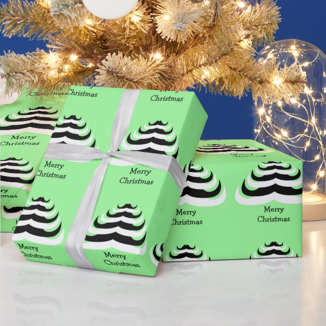 Customizable Cool and fun Mustache Christmas Tree Wrapping Paper (Holidays)