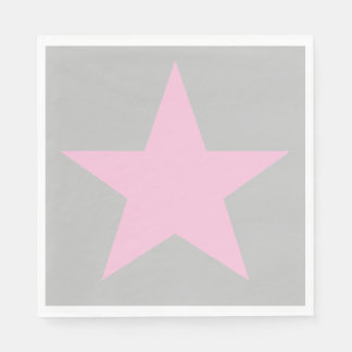 Customizable Cool and Funky Pink and Grey Star Napkins