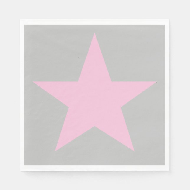 Customizable Cool and Funky Pink and Grey Star Napkins (Front)