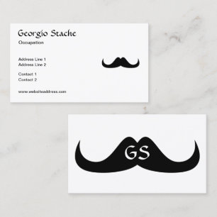 Customizable Cool White Black Handlebar moustache Business Card