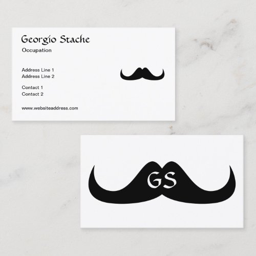 Simple Black Handlebar moustache with Monogram Business Card Templates