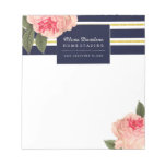 Customizable Coral And Navy Peonies Notepad at Zazzle