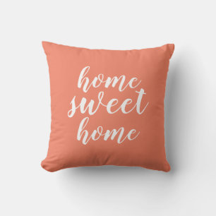 Customizable Coral Home Sweet Home Throw Pillow