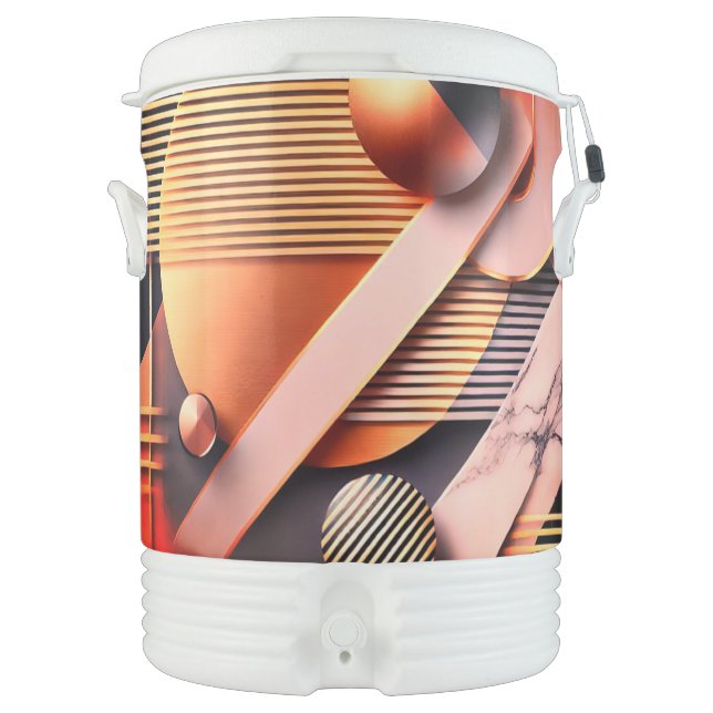 Customizable Coral Luxe Geometric Cooler (Front)