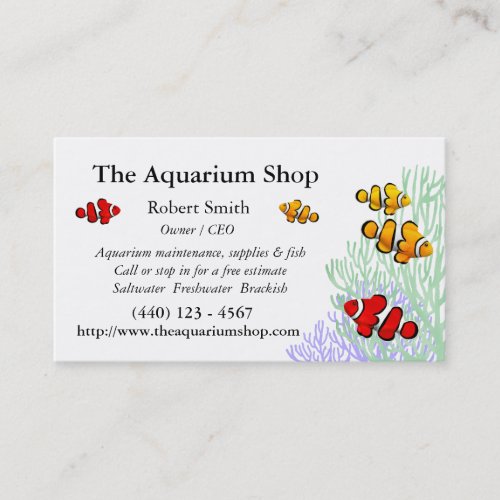 Customizable Coral Reef Clownfish Business Card