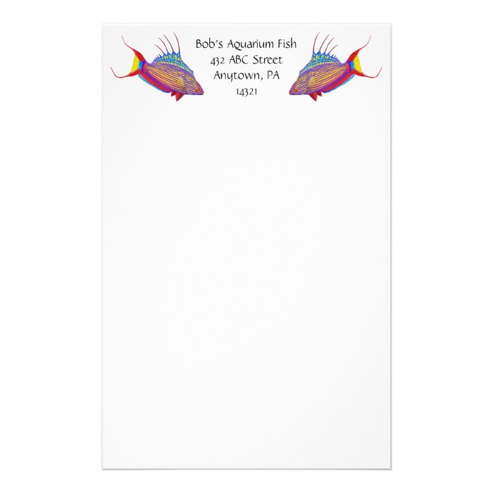 Customizable Coral Reef Flasher Wrasse Fish Statio Stationery