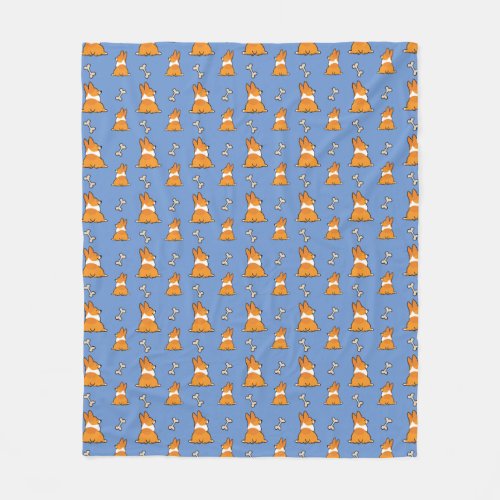 Customizable Corgi Butt Pattern Fleece Blanket