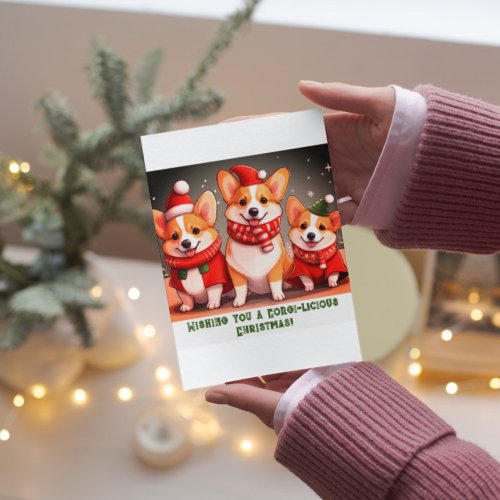Customizable Corgi Christmas Flat Card