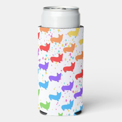 Customizable Corgi Monogrammed Party Favor Seltzer Can Cooler