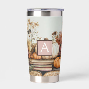 Customizable Cottage Pumpkins, Books, Flowers Insulated Tumbler