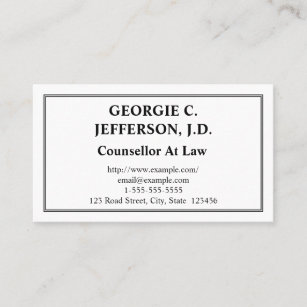 Customizable Counsellor At Law Business Card