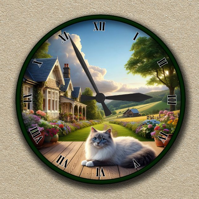 Customizable Countryside Clock With Fluffy Ragdoll (Creator Uploaded)