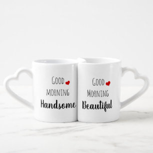 Customizable Couples coffee mug set - good morning