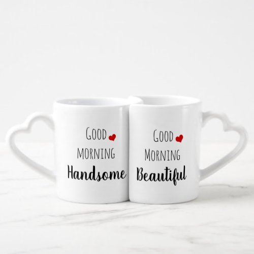 Customizable Couples coffee mug set _ good morning