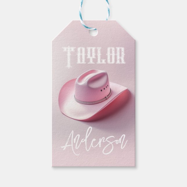 Customizable Cowgirl Bachelorette  Gift Tags (Front)
