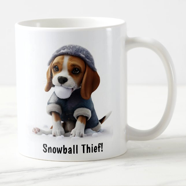Customizable Cozy Beagle Snow Day Coffee Mug (Creator Uploaded)