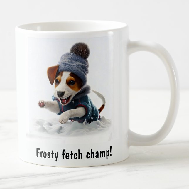 Customizable Cozy Jack Russell Terrier Snow Day Coffee Mug (Creator Uploaded)