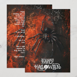 Customizable Creepy Spider Happy Halloween card